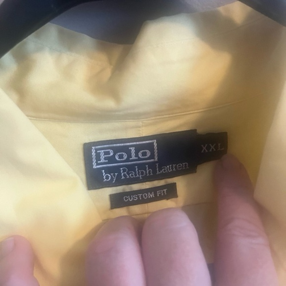 Polo Ralph Lauren cotton button down short sleeve yellow with blue pony XXL - Picture 4 of 4